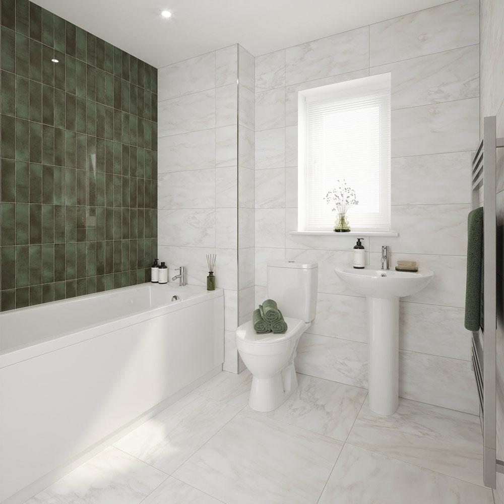 Bianco White Marble Natural Porcelain Wall & Floor Tile - 600mm x 600mm