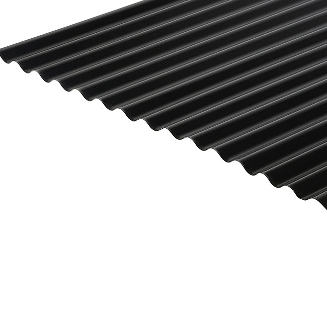 Metal Corrugated Roof Sheet (13/3 Profile) 0.7mm PVC Plastisol Coated - Black BS00E53
