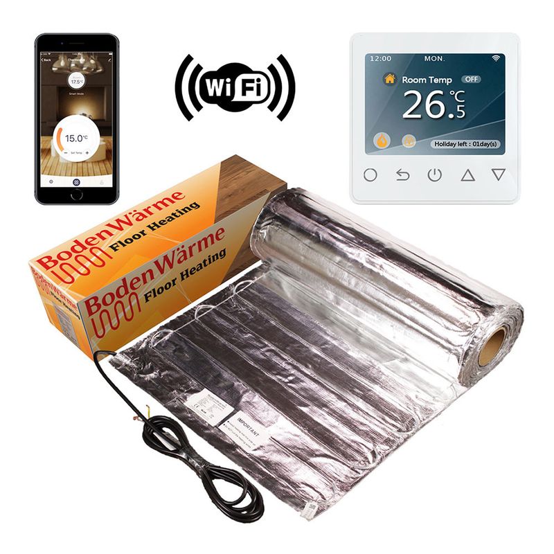BodenWarme Electric Underwood Heating Kit with White WIFI Thermostat |  Insulation Superstore®