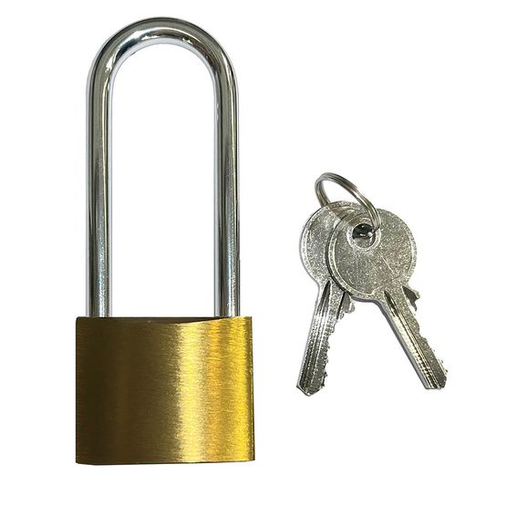Brass Keyed Alike Long Shackle Padlock with Two Keys - 40mm | Drainage ...
