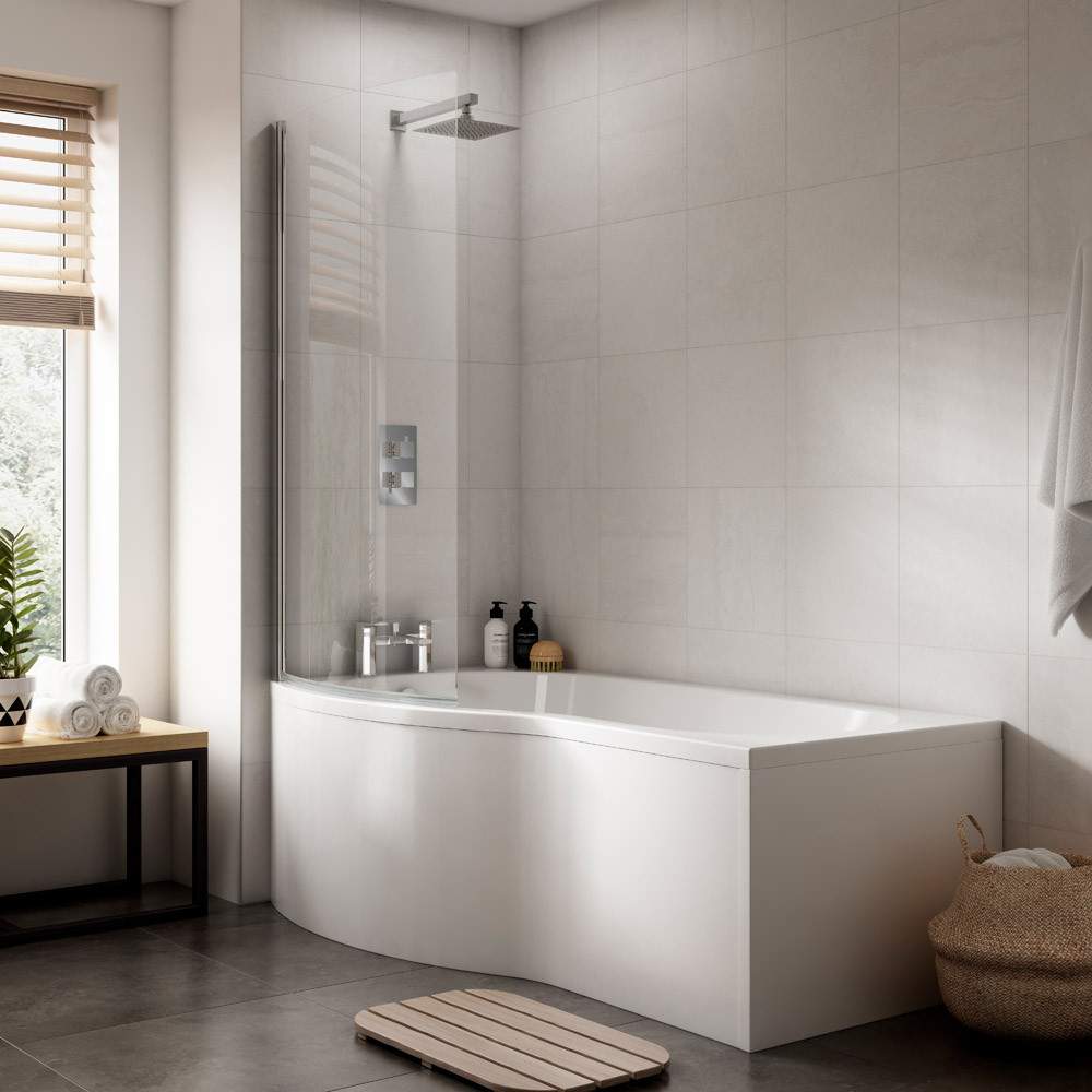 Nuie White 750Mm Shower Bath End Panel Acrylic