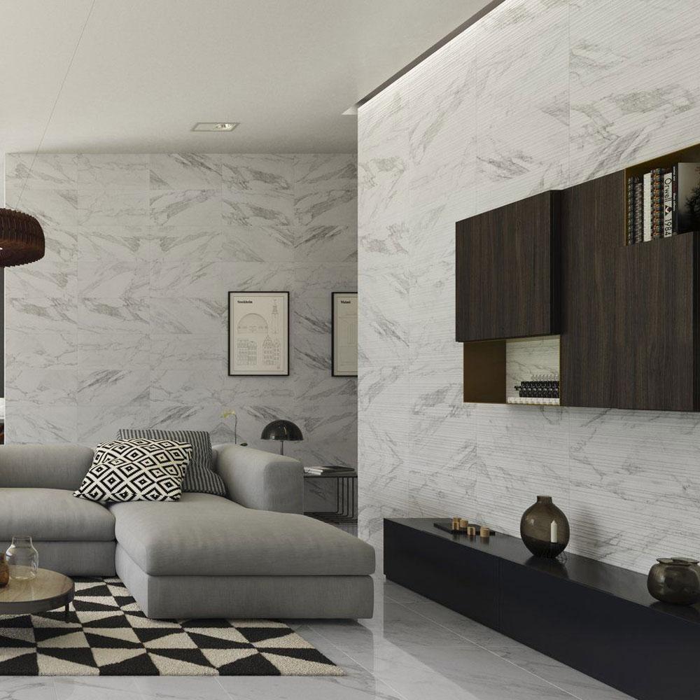 Canvas Carrara Matt Linear Structure Ceramic Wall Tile - 600mm x 300mm