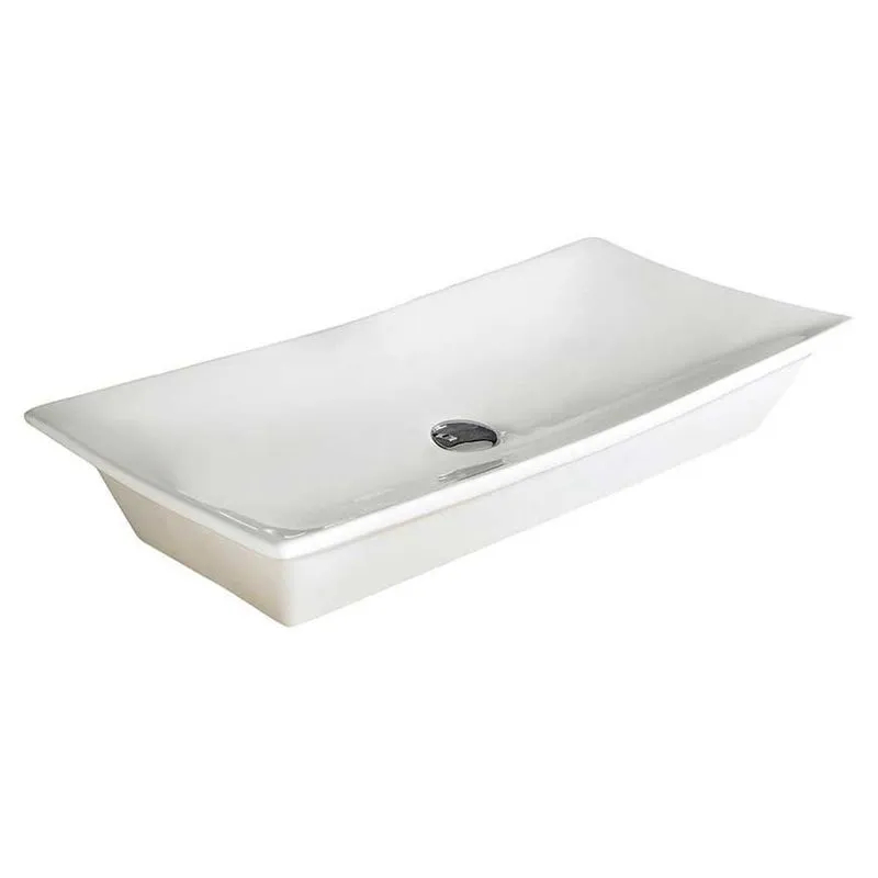 Capri 800mm x 390mm White Ceramic Large Rectangular Countertop Basin ...