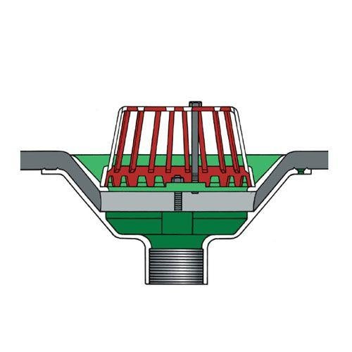 Caroflow Aluminium Roof Rainwater Outlet Vertical Threaded Dome Grate