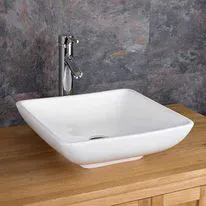 Carrara 400mm White Ceramic Square Countertop Basin
