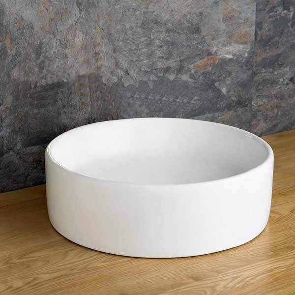 Clickbasin White Caserta 410Mm Ceramic Straight Sided Round Countertop Basin