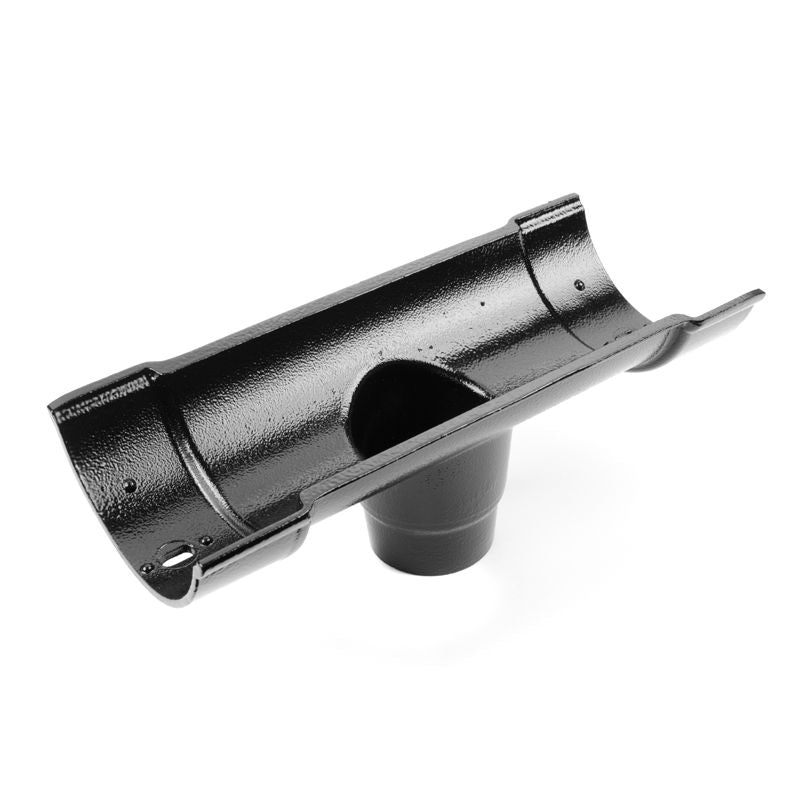 Cast Aluminium Guttering Beaded Half Round 63mm Outlet 112mm - Black