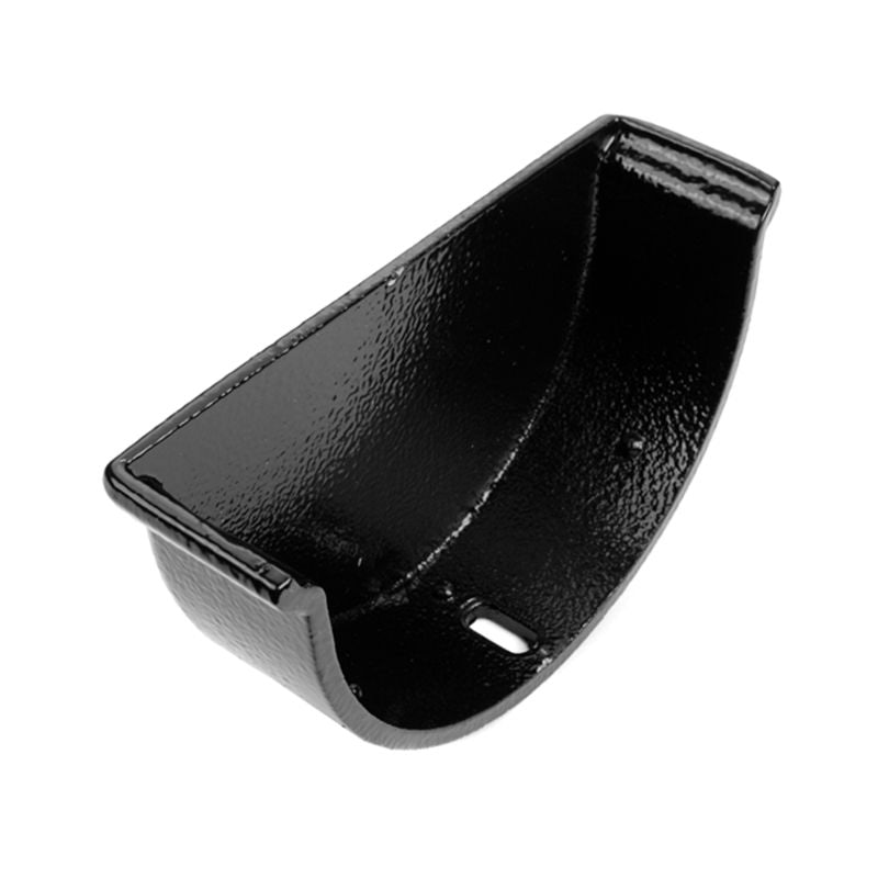 Cast Aluminium Guttering Beaded Round Internal Stop End 112mm - Black