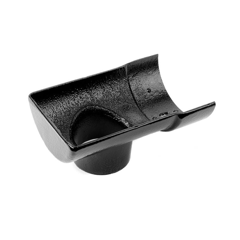 Cast Aluminium Guttering Half Round 75mm External Outlet 125mm - Black