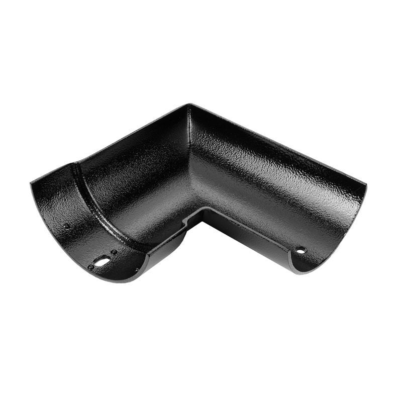 Cast Aluminium Guttering Half Round Internal 90dg Angle 113mm - Black