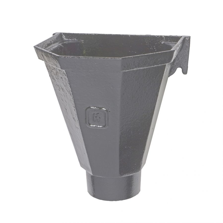 Cast Iron Hopper Head Flatback 65mm - Primed Finish