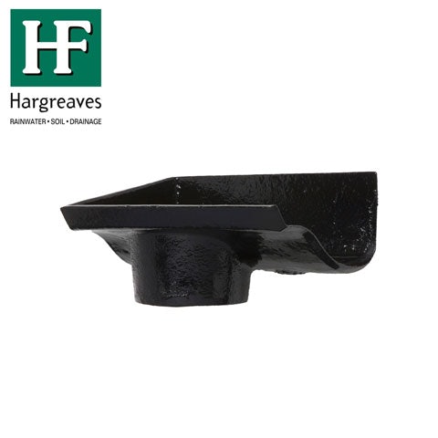 Cast Iron OG Guttering Dropend Internal 125x65mm Outlet - Black Finish