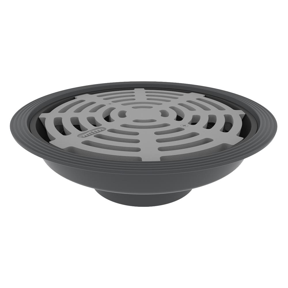 Cast Iron Rainwater Outlet Vertical Thread with Flat Grating - 160mm
