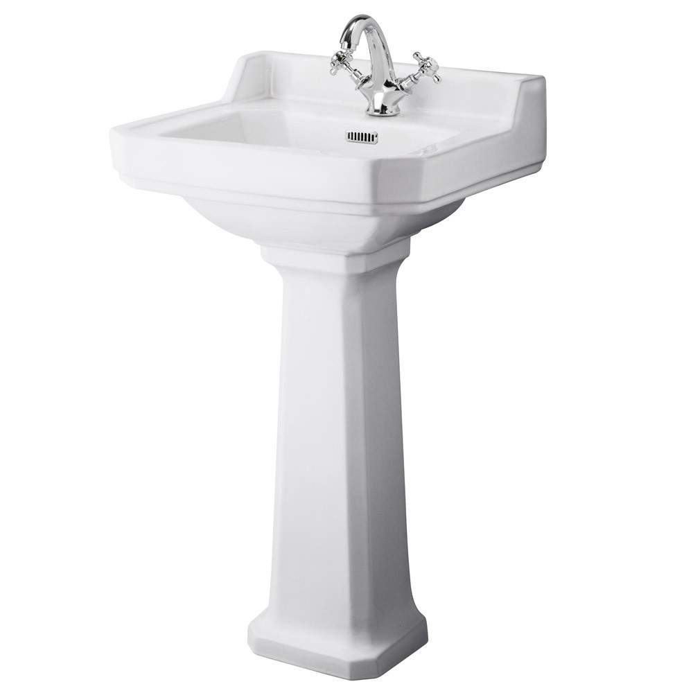 Hudson Reed White Richmond 500Mm 1 Tap Basin & Pedestal Porcelain