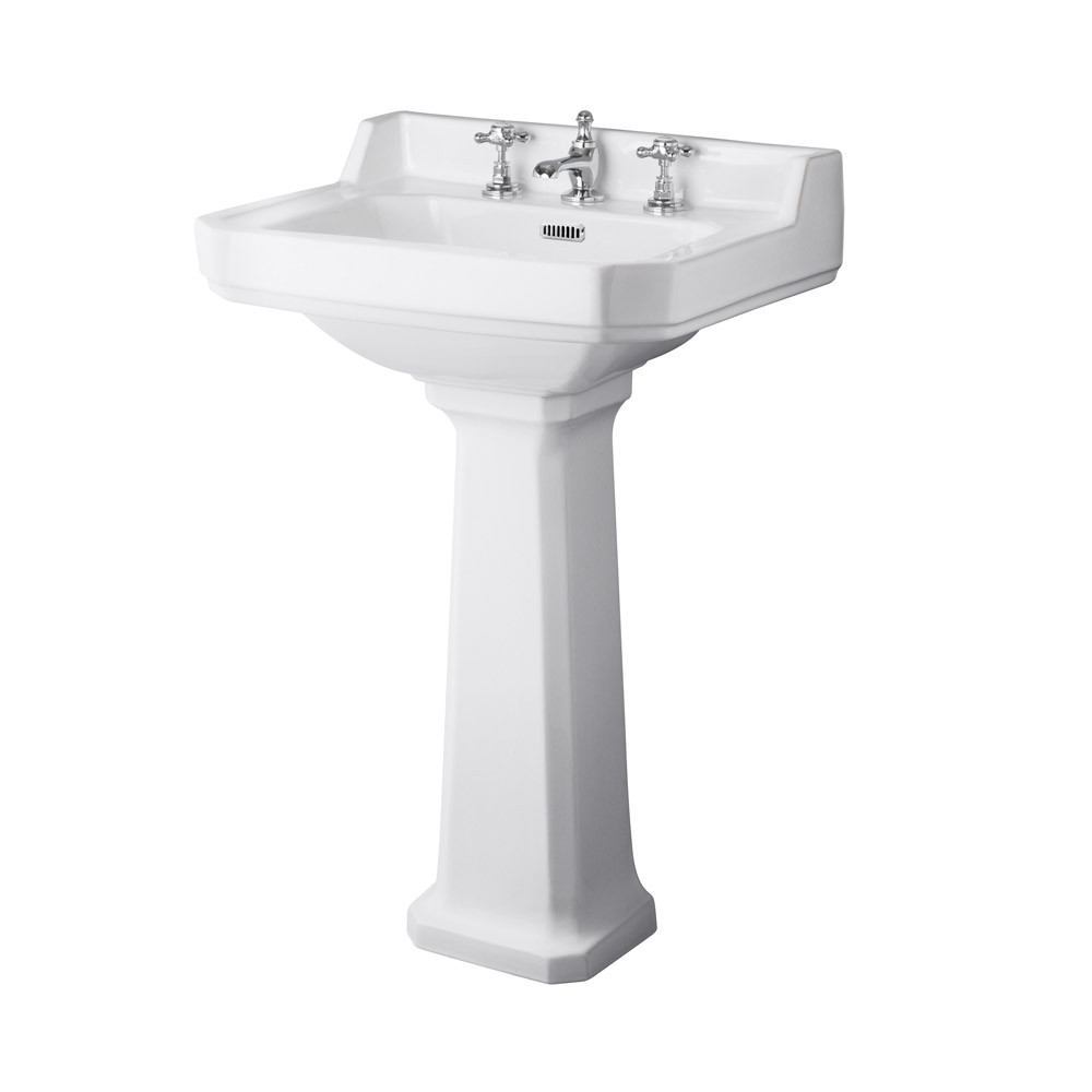 Hudson Reed Richmond White 3-Tap Basin & Pedestal