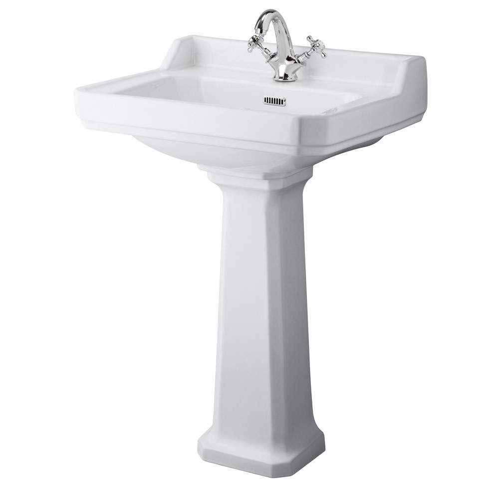 Hudson Reed White Richmond 600Mm 1 Tap Basin & Comfort Height Pedestal Porcelain