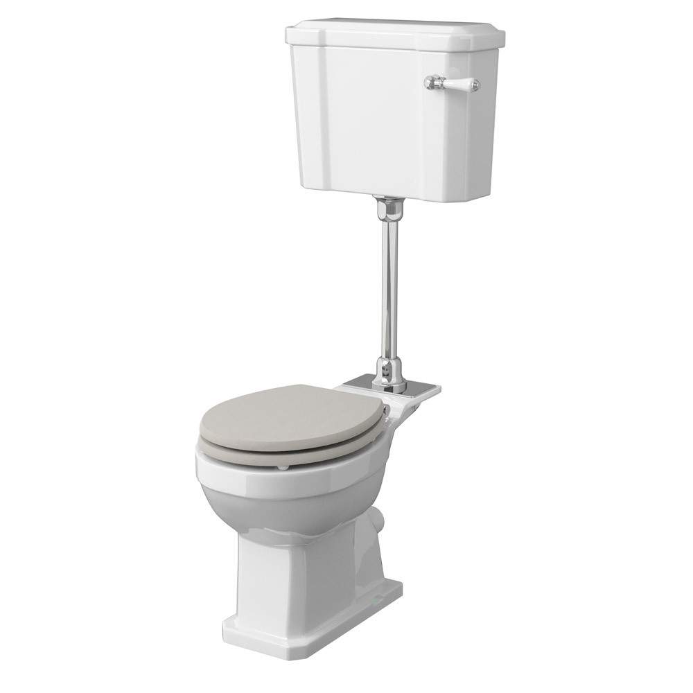Hudson Reed White Richmond Mid Level Toilet Pan, Cistern & Flush Pipe Kit China