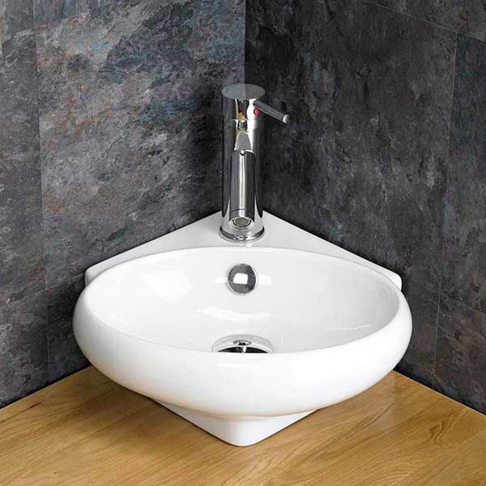 Clickbasin White Cesena 360Mm Ceramic Small Corner Basin