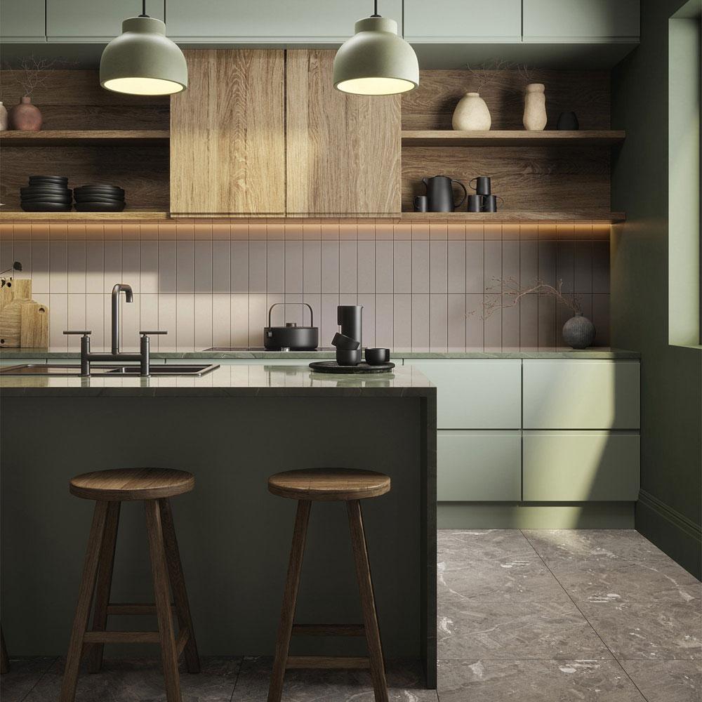 Chroma Pumice Satin Glazed Ceramic Wall Tile - 300mm x 100mm