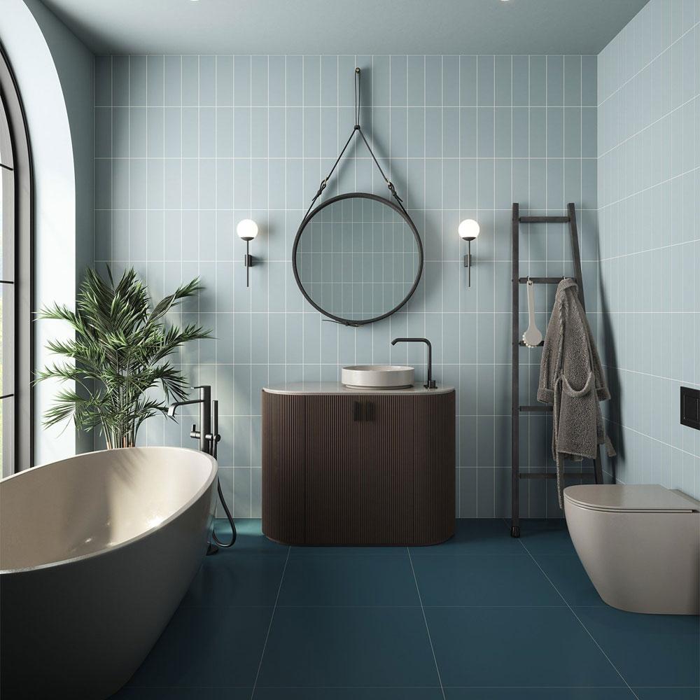 Chroma Sky Satin Glazed Ceramic Wall Tile - 300mm x 100mm