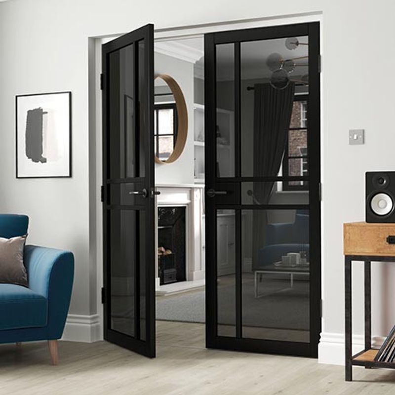 JB Kind Urban Industrial Fully Finished Black Glazed Internal Door
