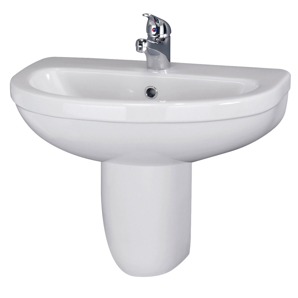 Nuie Ivo 550mm White 1 Tap Basin & Semi Pedestal