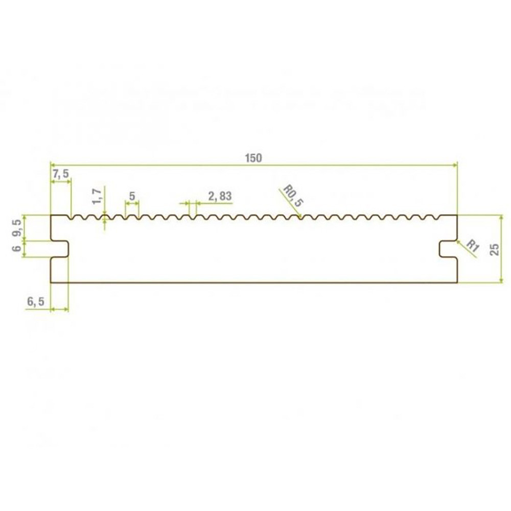 Cladco Solid Composite Decking Board 2.4m Light Grey Drainage