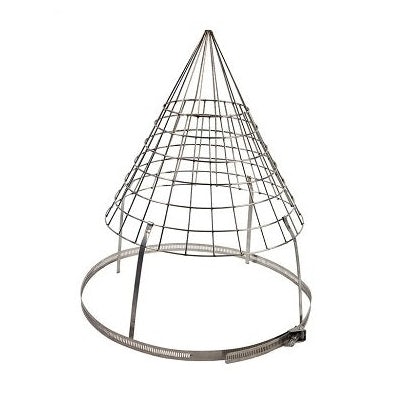 Cone Top Chimney Bird Guard with Strap Fix - Stainless Steel