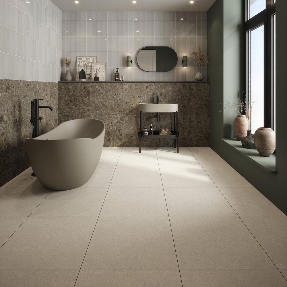 Contempo Limestone Bone Grip Porcelain Wall & Floor Tile - 600mm x 300mm