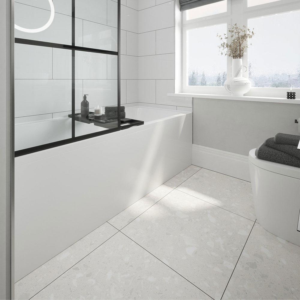 contempo terrazzo pewter grip porcelain wall  floor tile single tile