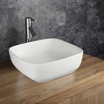 Corta 400mm White Ceramic Curved Corner Square Countertop Basin