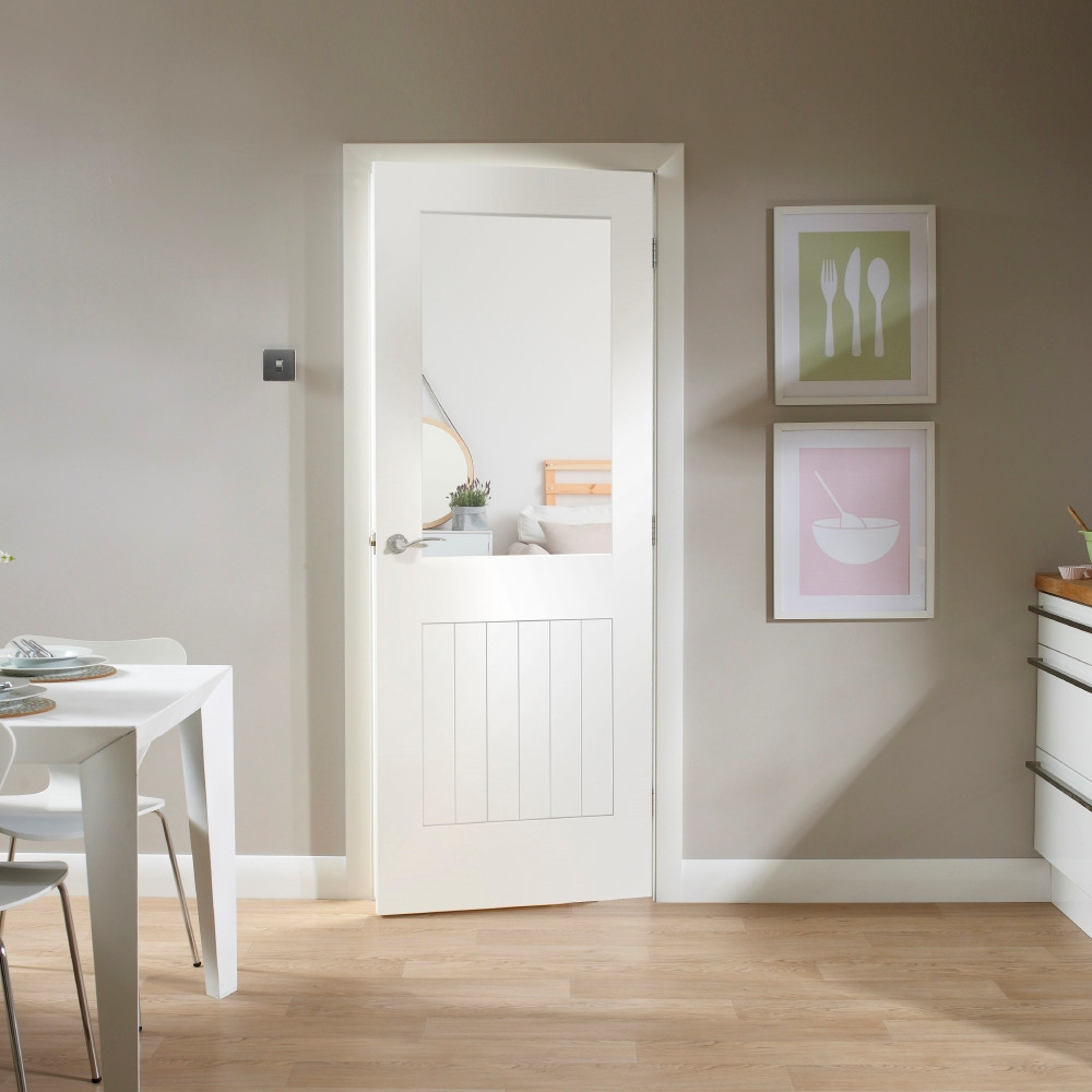 Door Superstore Millbridge Cottage White Primed Clear Glazed Internal Door   1981mm x 762mm (78 x 30 inch) Lifestyle