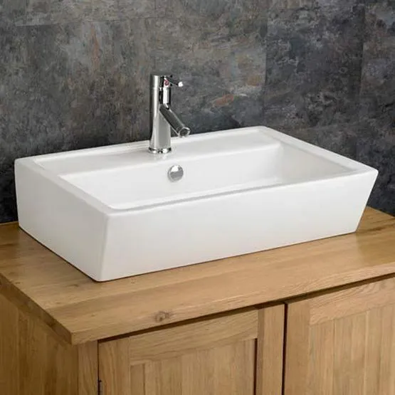 Cremona 630mm x 430mm White Ceramic Large Rectangular Sloping Front ...
