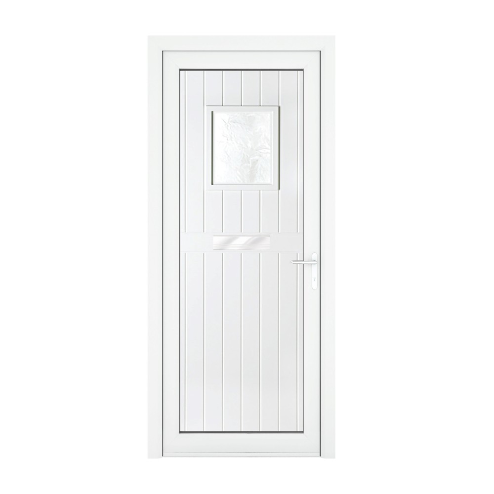 Crystal Chatsworth White uPVC Obscure Glass Front Door