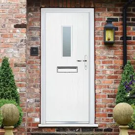 Crystal Fully Finished White Composite Glazed Front Door