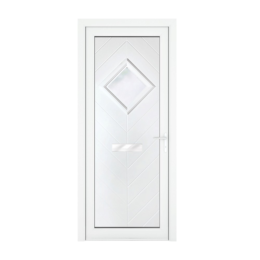 Crystal Hamburg White uPVC Obscure Glass Front Door