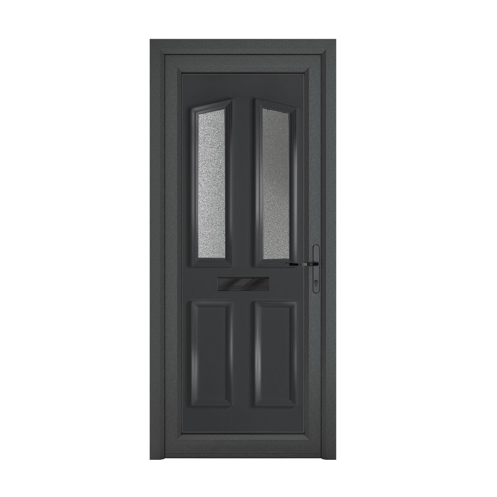 Crystal Kensington 4 Panel Grey uPVC Obscure Glass Front Door