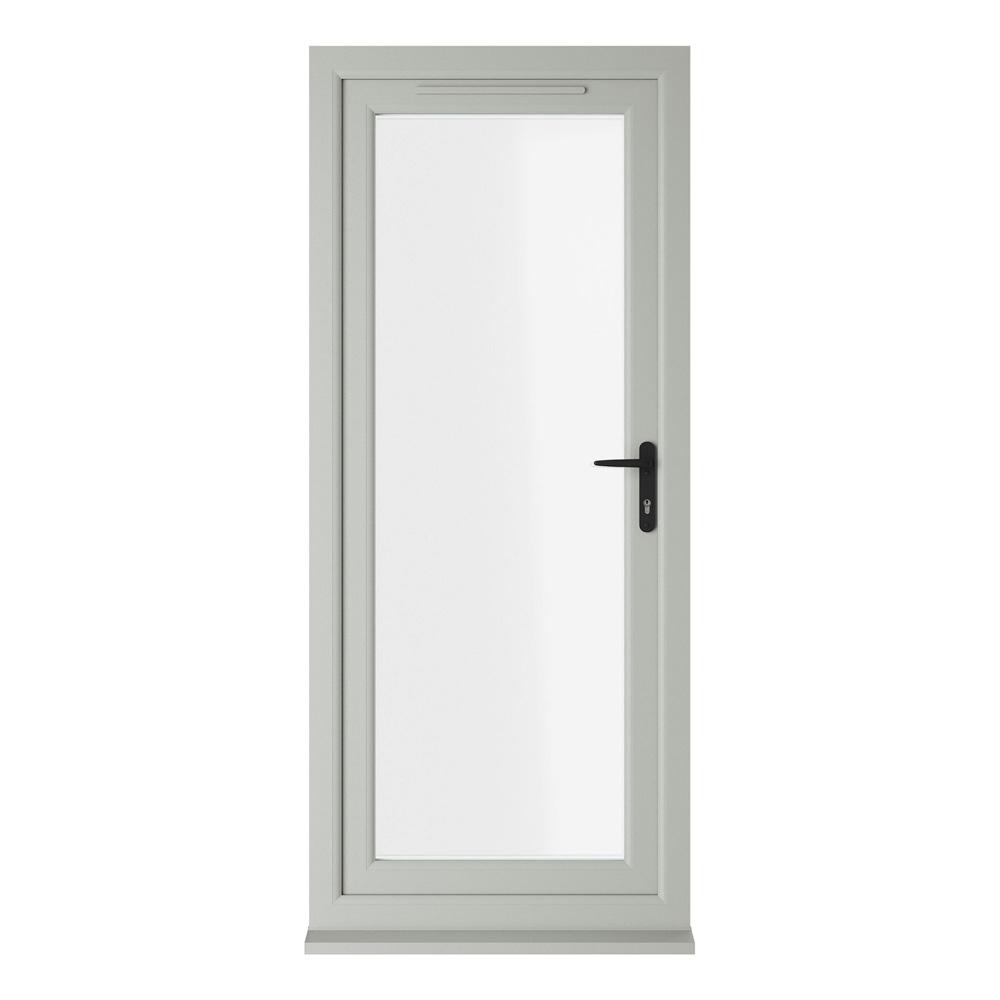 Crystal Left Hand Opening Agate Grey/White uPVC Clear Fully Glazed Single Door
