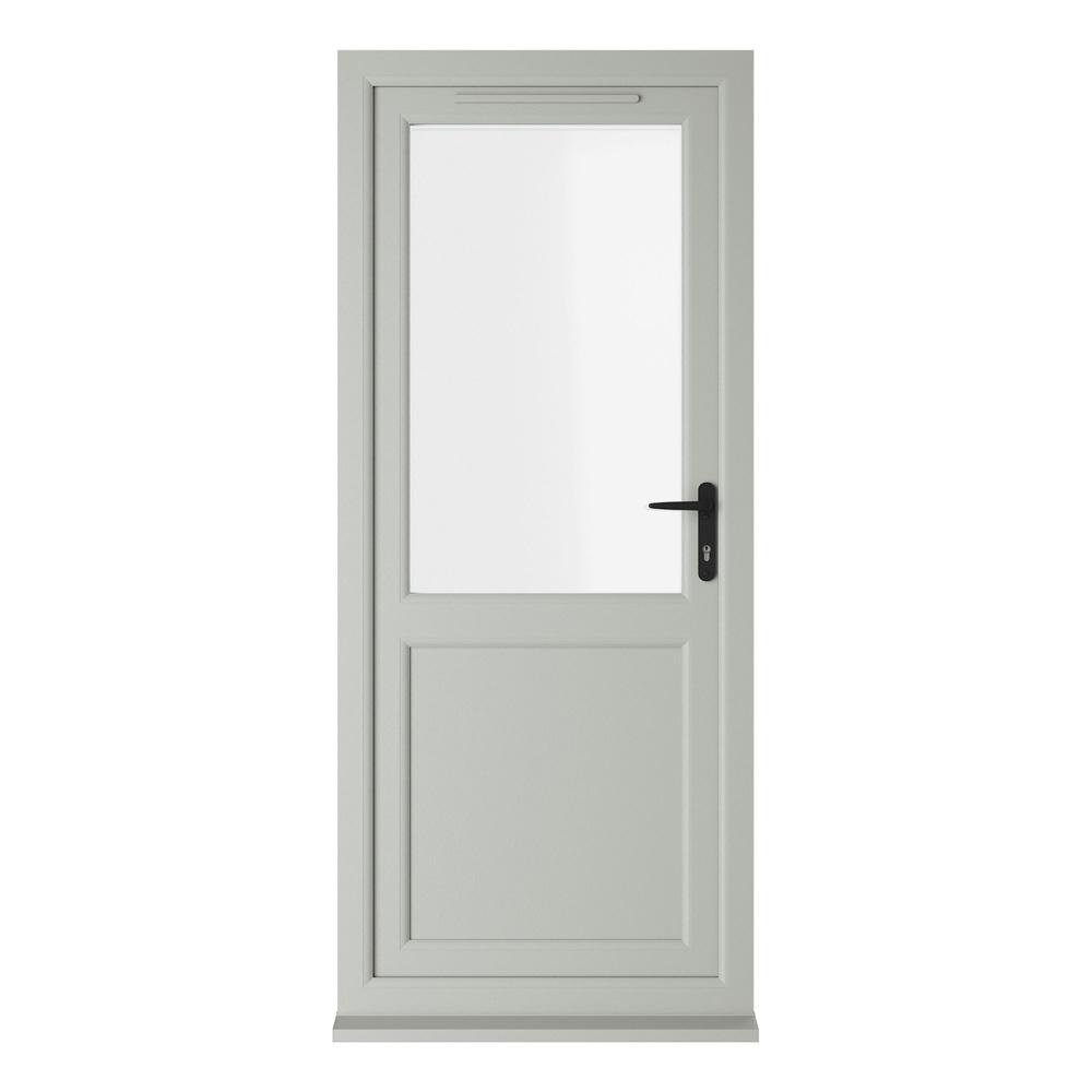 Crystal Left Hand Opening Agate Grey/White uPVC Clear Half Triple Glazed Single Door