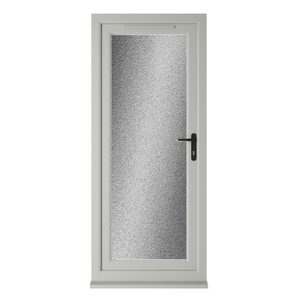 Crystal Left Hand Opening Agate Grey/White uPVC Obscure Fully Triple Glazed Single Door