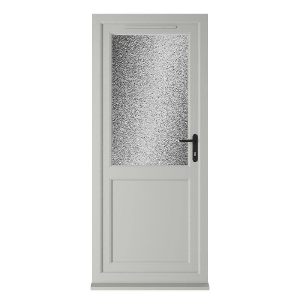 Crystal Left Hand Opening Agate Grey/White uPVC Obscure Half Triple Glazed Single Door