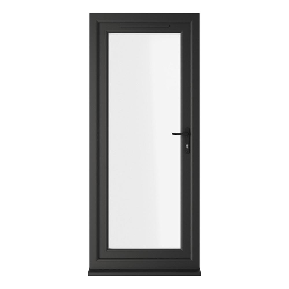 Crystal Left Hand Opening Black/White uPVC Clear Fully Triple Glazed Single Door