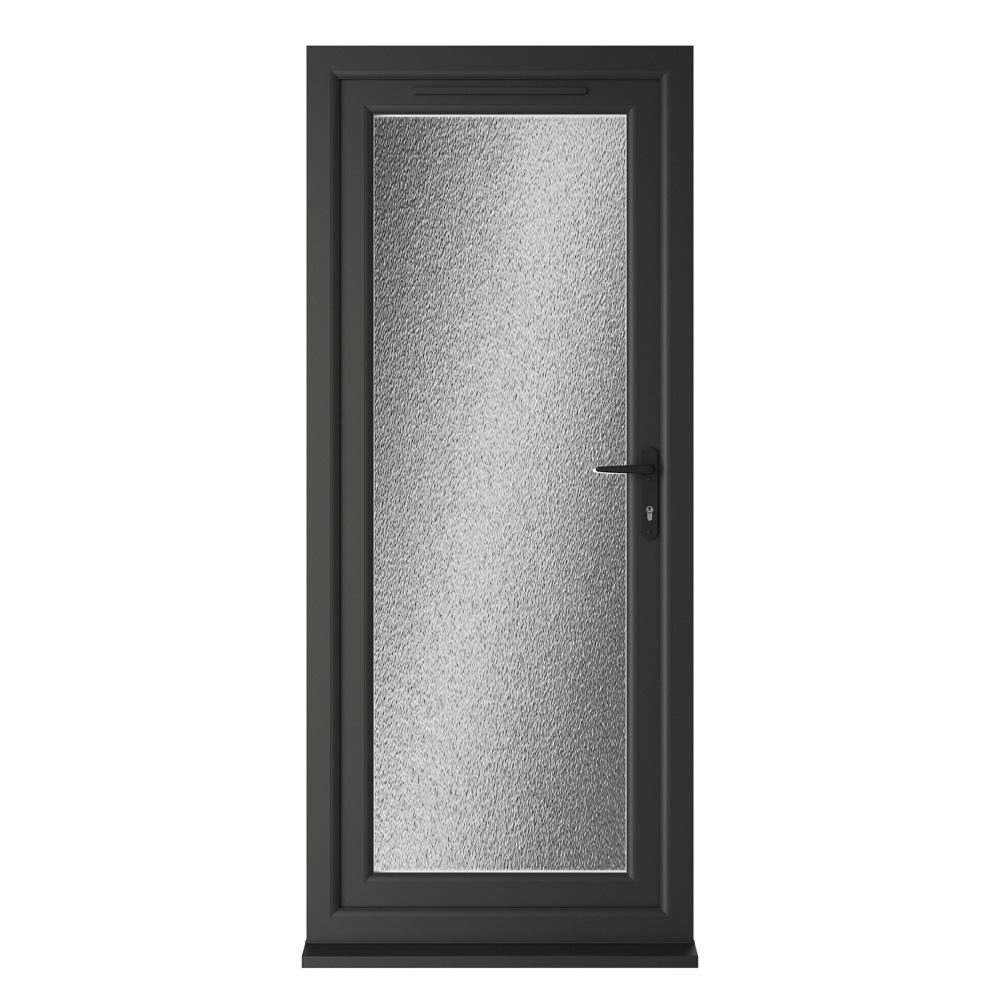 Crystal Left Hand Opening Black/White uPVC Obscure Fully Triple Glazed Single Door