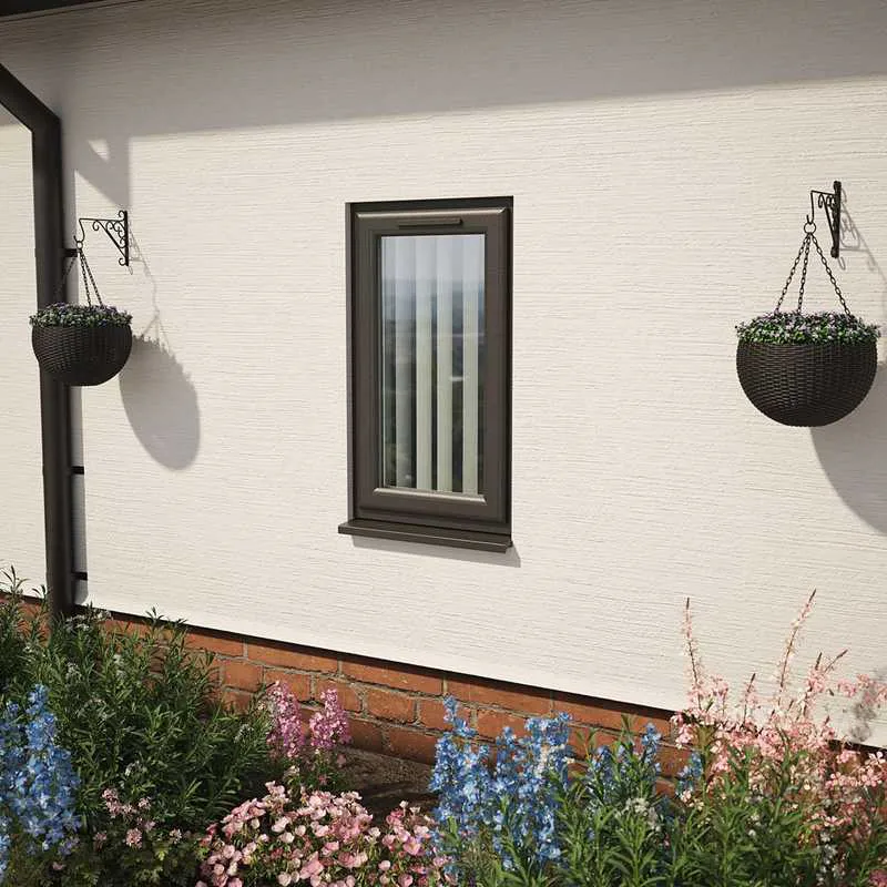 Left Hand On Window Crystal Left Hand Side Hung Black/White uPVC Obscure Double Glazed ...