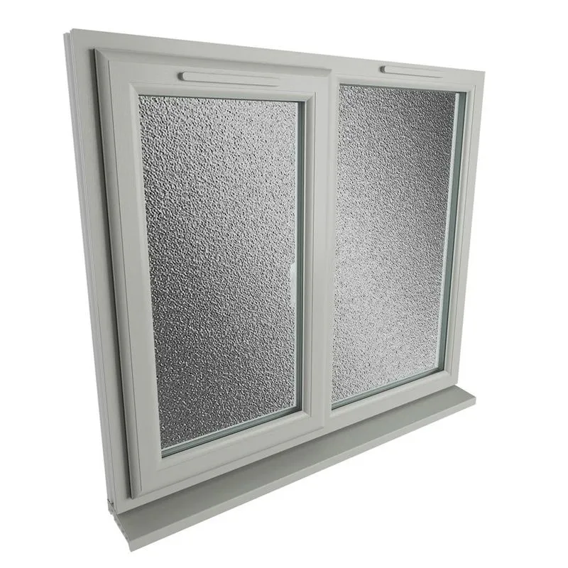 Left Hand On Window Crystal Left Hand Side Hung with Fixed Light Agate Grey/White uPVC ...