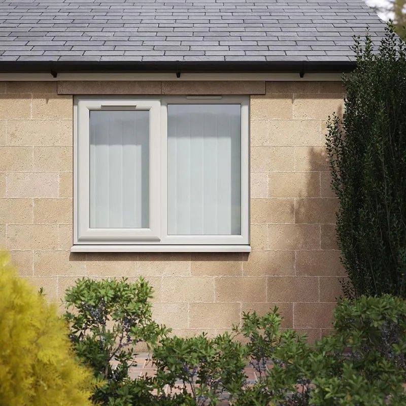 Left Hand On Window Crystal Left Hand Side Hung with Fixed Light Agate Grey/White uPVC ...