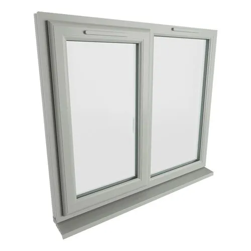 Left Hand On Window Crystal Left Hand Side Hung with Fixed Light Agate Grey/White uPVC ...