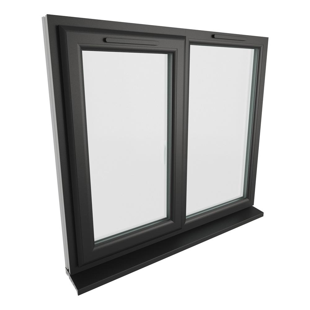 Crystal Left Hand Side Hung with Fixed Light Black/White uPVC Clear ...