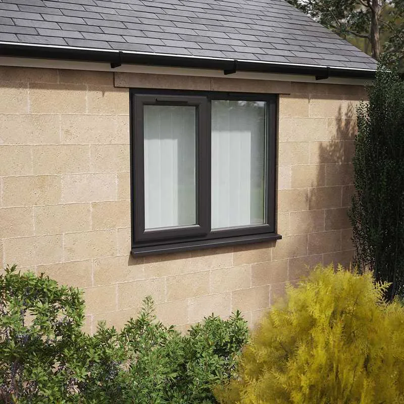 Left Hand On Window Crystal Left Hand Side Hung with Fixed Light Black/White uPVC Clear ...