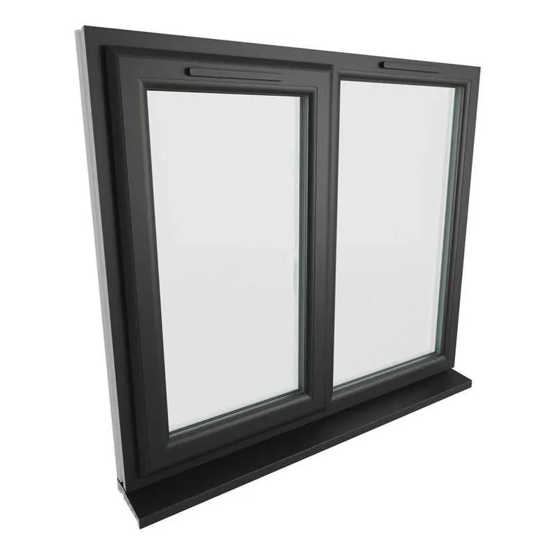 Left Hand On Window Crystal Left Hand Side Hung with Fixed Light Black/White uPVC Clear ...